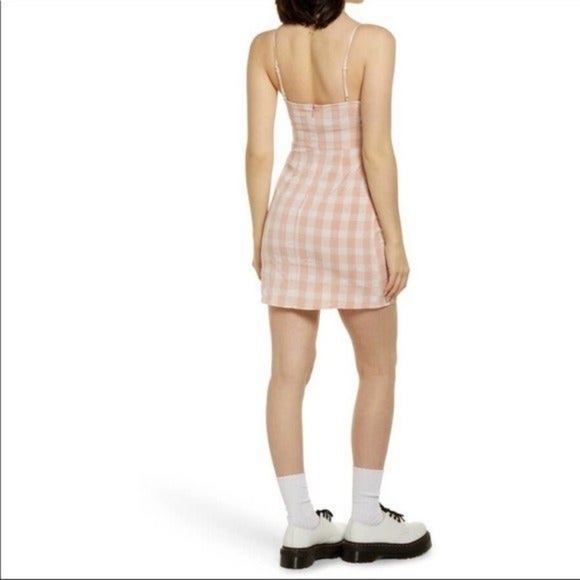 Nordstrom BP. Gingham Square Neck Sundress Size 3X Y2K Grunge Vibes Coral White - Picture 2 of 6
